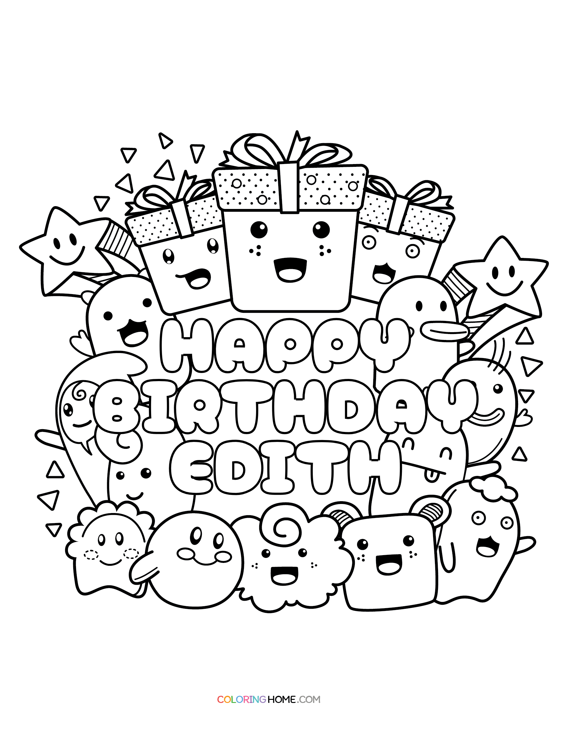 Happy Birthday Edith coloring page