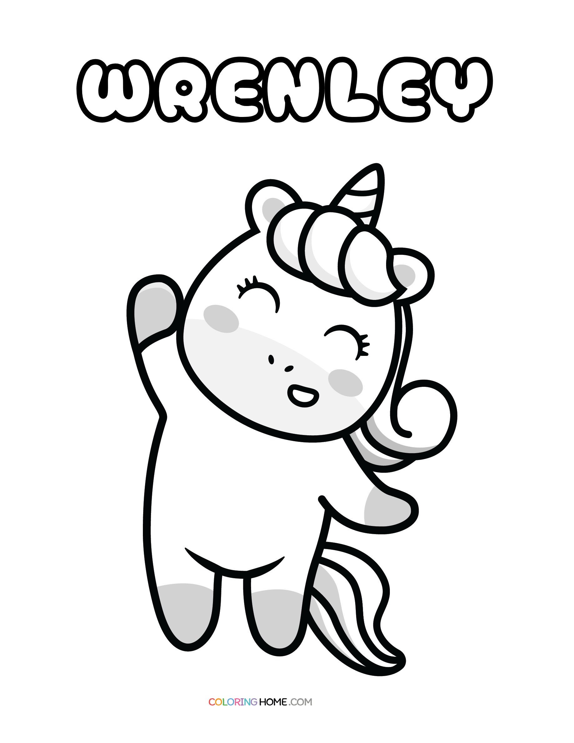 Wrenley unicorn coloring page