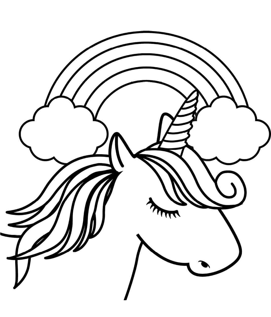 Coloring Pages | Unicorn Head In Front Of Rainbow Coloring Page Free  Printable Awesomees To Color