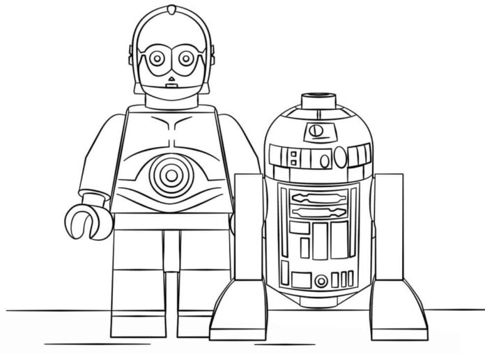 Lego Star Wars R2D2 and C3PO coloring book to print and online
