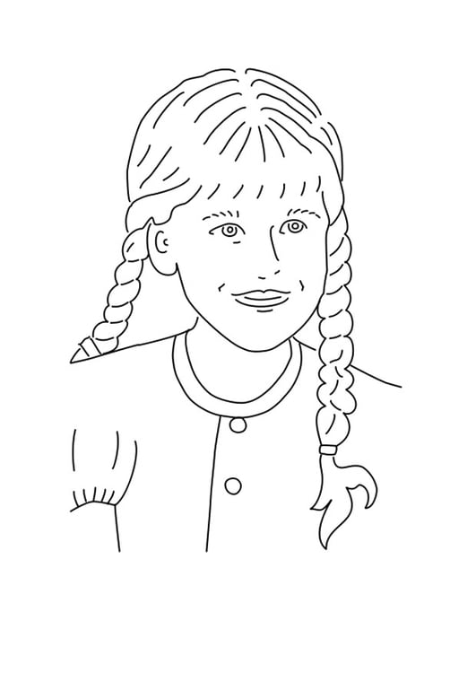 Coloring Page girl with braided hair - free printable coloring pages - Img  25575