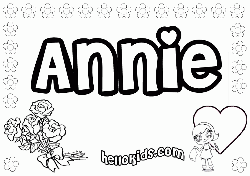 Girls Name Coloring Page, Annie Girly Name To Color - Coloring Nation