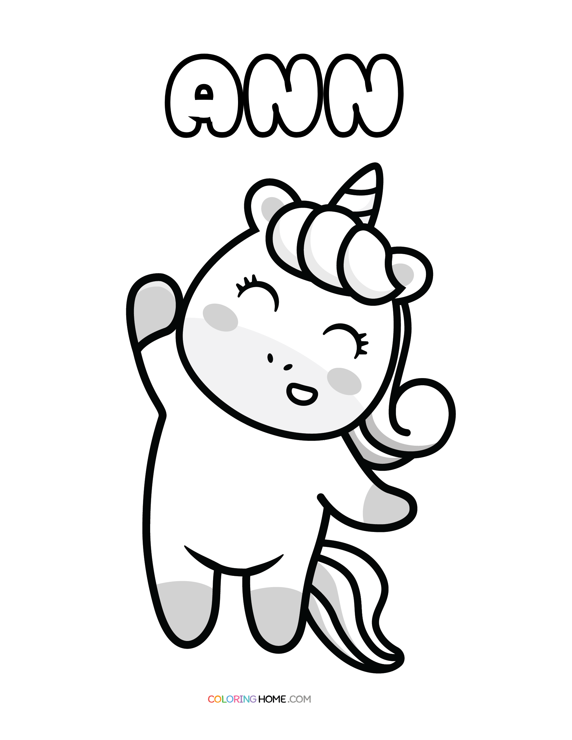 Ann unicorn coloring page