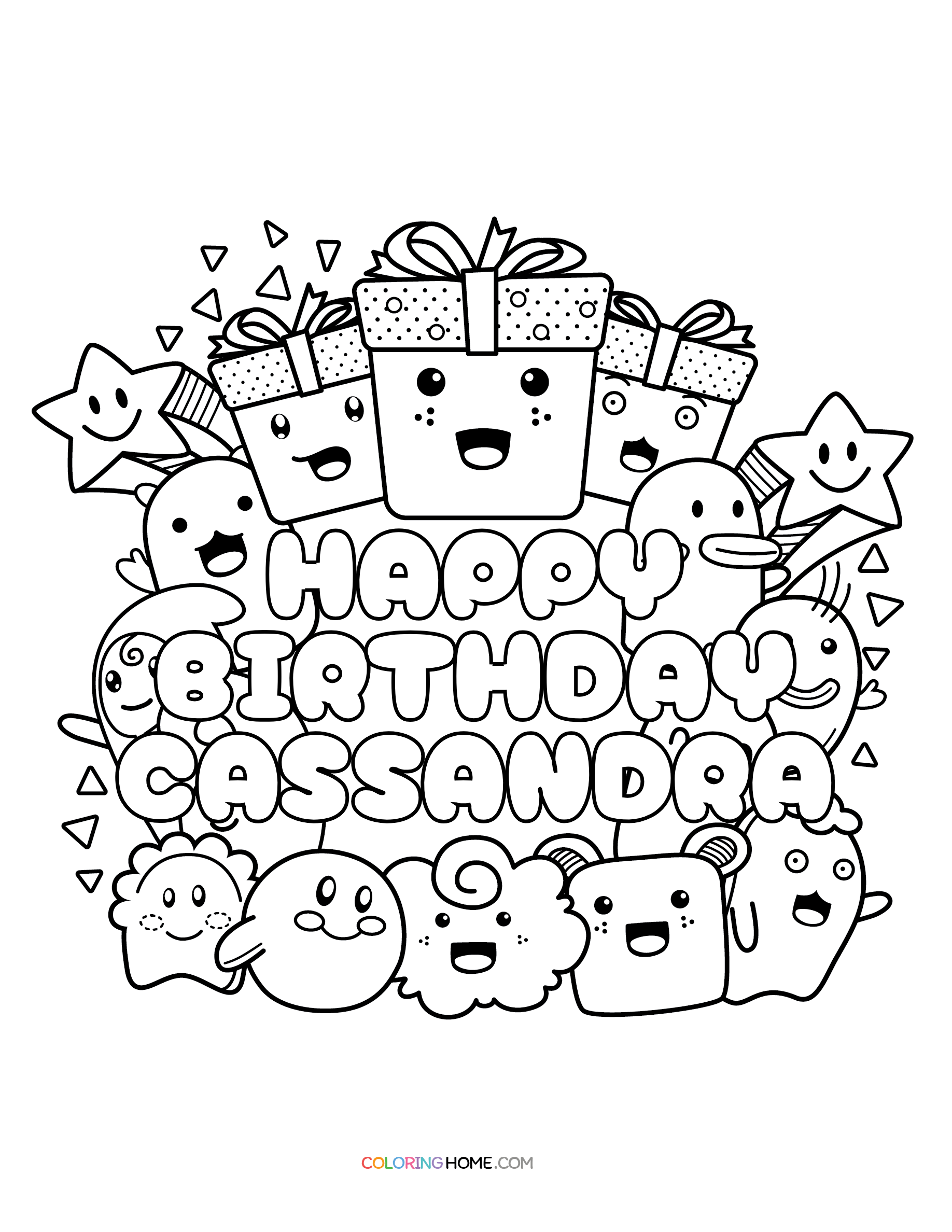 Happy Birthday Cassandra coloring page
