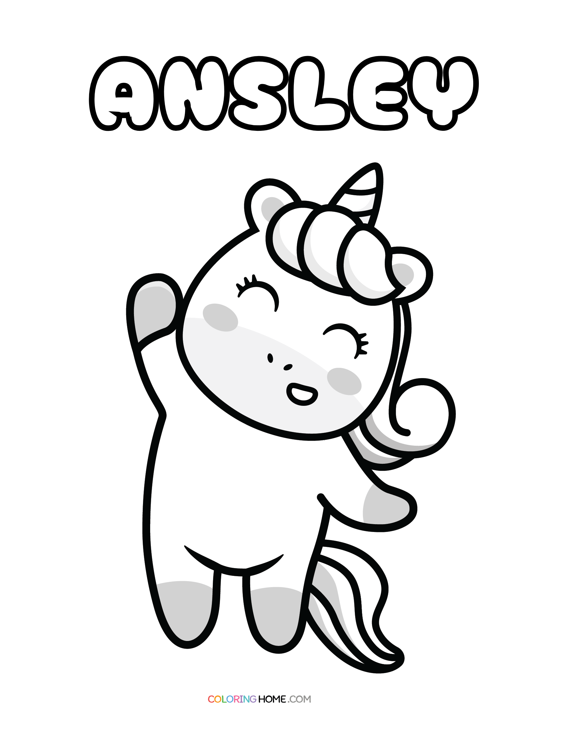 Ansley unicorn coloring page