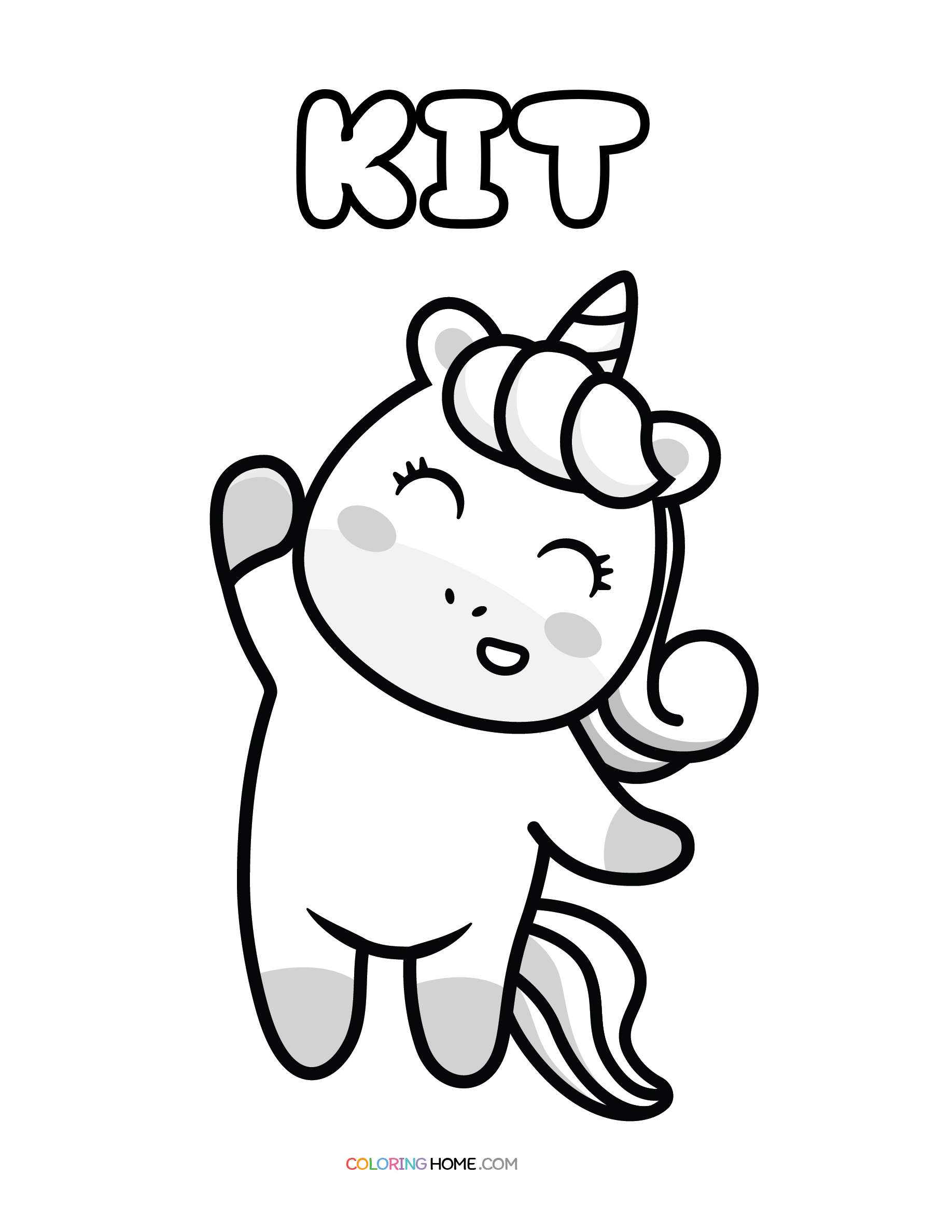 Kit unicorn coloring page