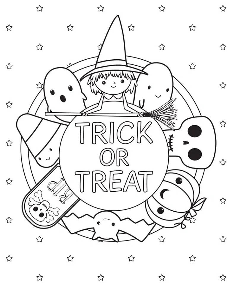 Trick or Treat 1 Coloring Page - Free Printable Coloring Pages for Kids