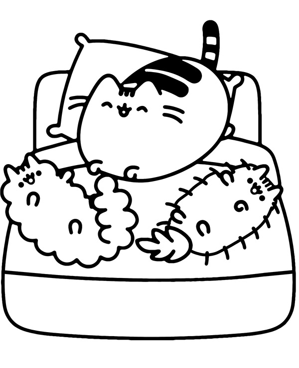 Coloring page Pusheen, Pip and Stormy - Topcoloringpages.net