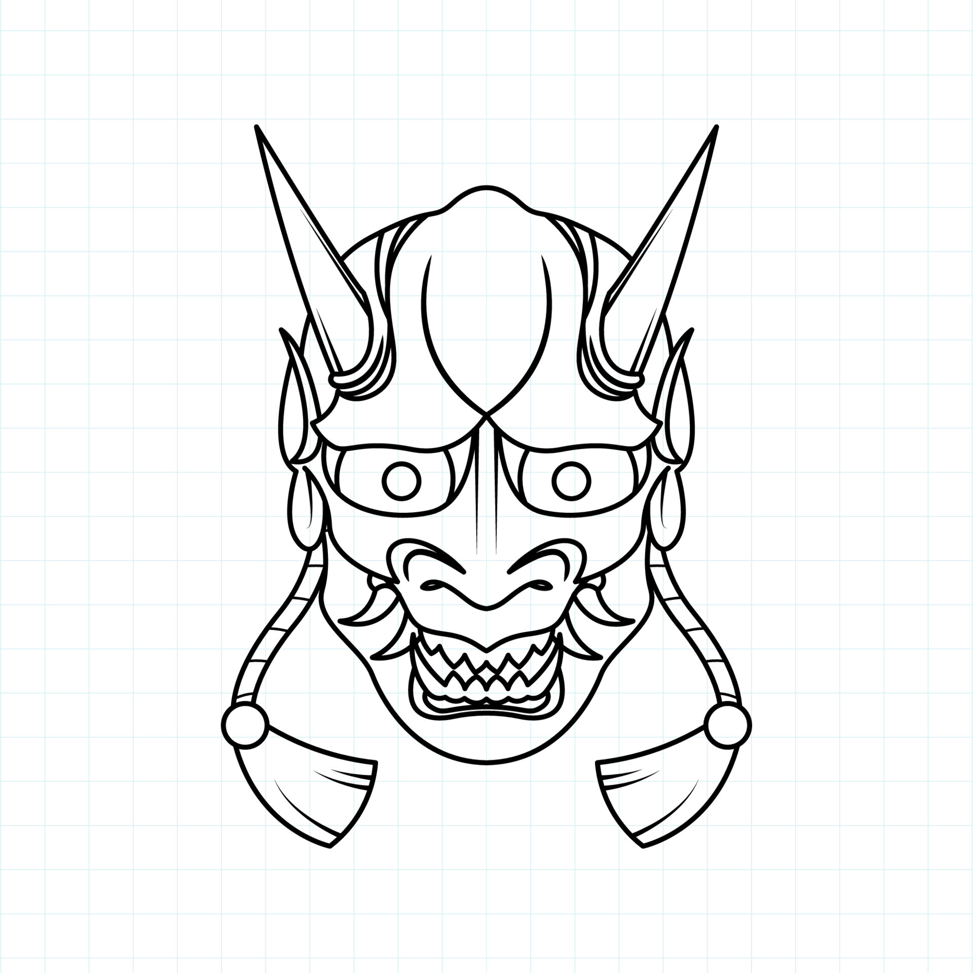Hand drawn Japanese Oni demon mask coloring page, Vector illustration  eps.10 6820505 Vector Art at Vecteezy