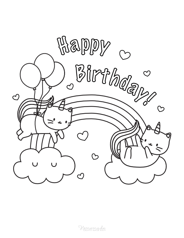 55 Best Happy Birthday Coloring Pages Free - Printable PDFs