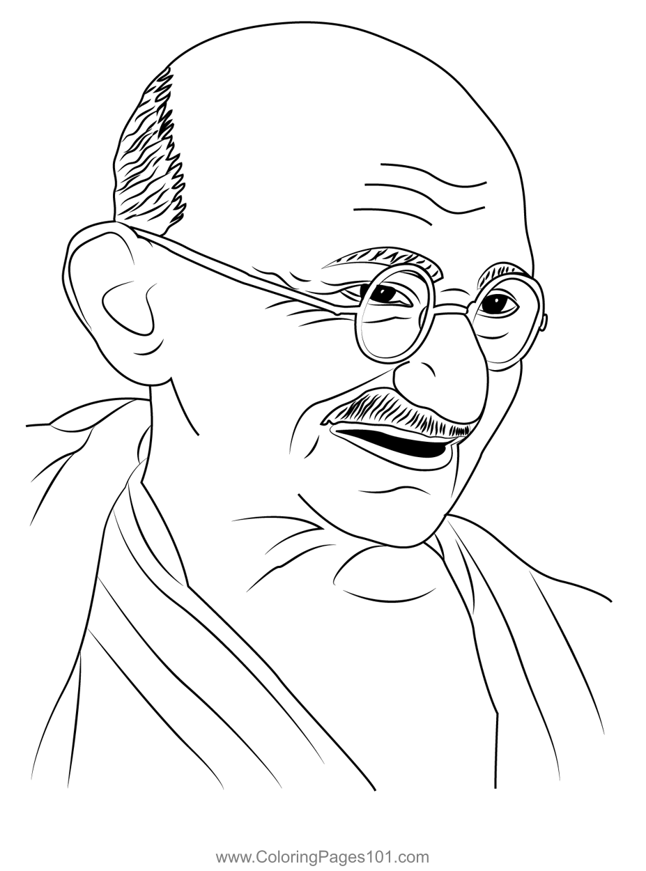 Mahatma Gandhi Coloring Page for Kids - Free India Printable Coloring Pages  Online for Kids - ColoringPages101.com | Coloring Pages for Kids