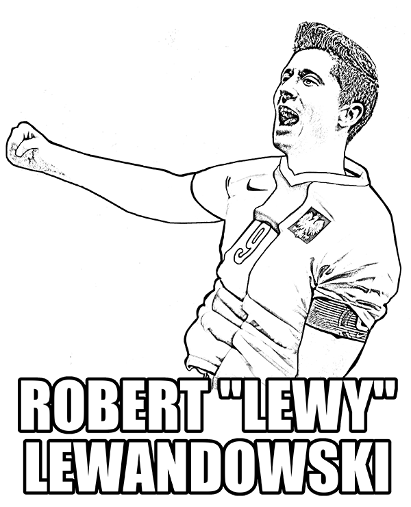 Robert Lewandowski coloring page with best polish football player