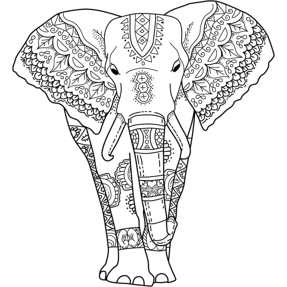 Mystical Elephant Coloring Page - Monday Mandala