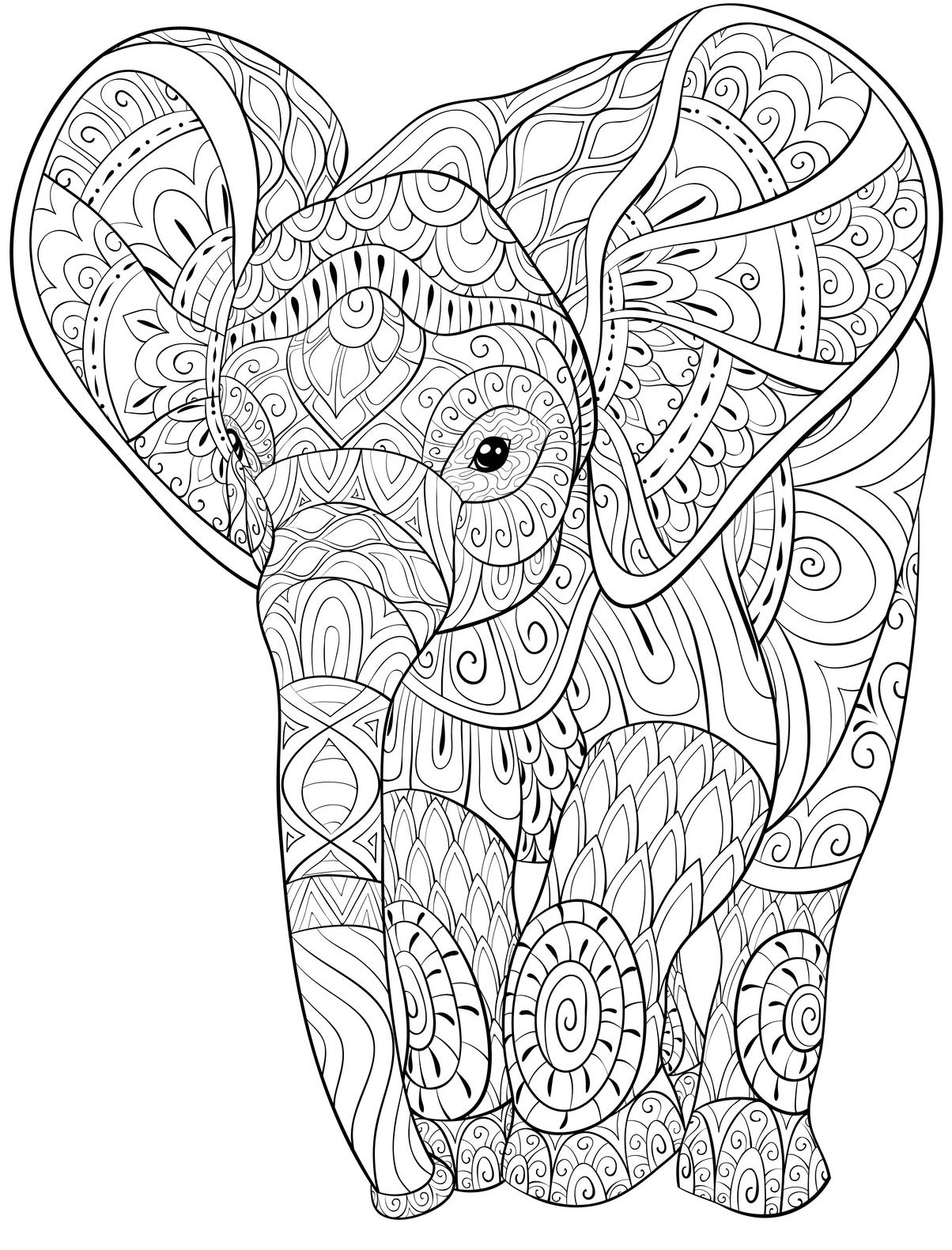Elephants, PDF Coloring Book - The Largest African Animals in Relaxing –  Rachel Mintz Coloring Books