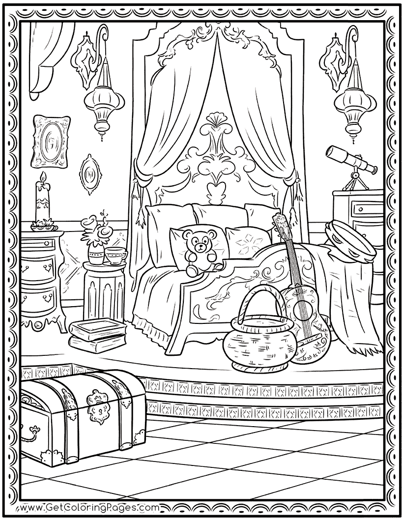 Princess Bedroom Coloring Page - Get Coloring Pages