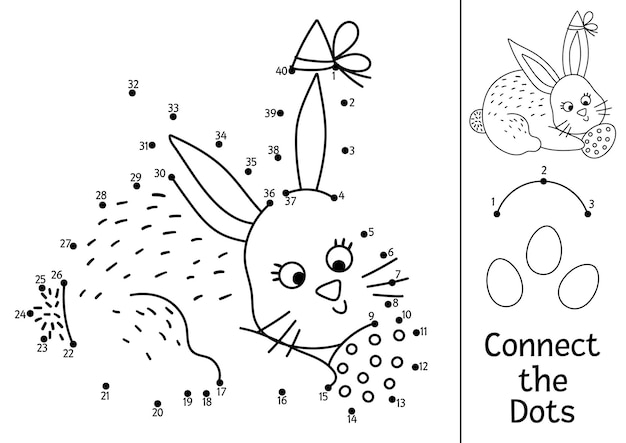 Premium Vector | Vector easter dottodot and color activity with cute bunny  holding egg spring holiday connect the dots game for children with  traditional animal funny adorable coloring page for kids xa