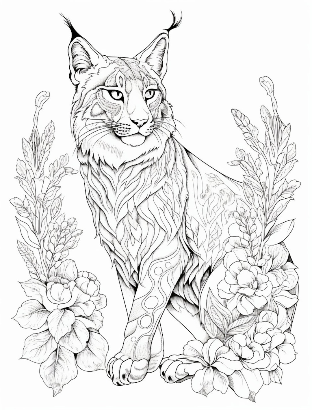 Lynx Coloring Sheet - Etsy