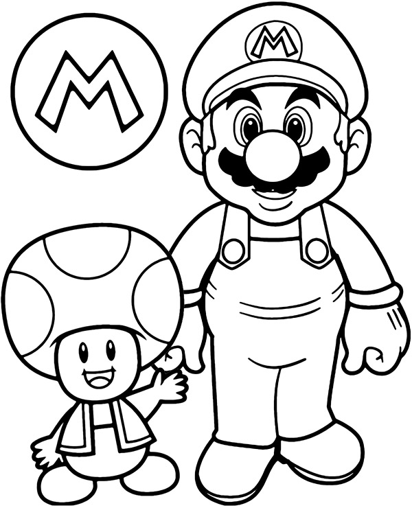 Mario & Super Mushroom coloring page - Topcoloringpages.net