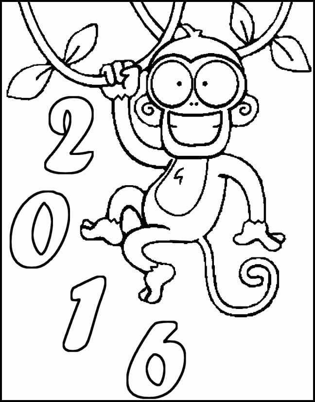 Adult coloring page New Year 2016 : Year of the Monkey 2016 7