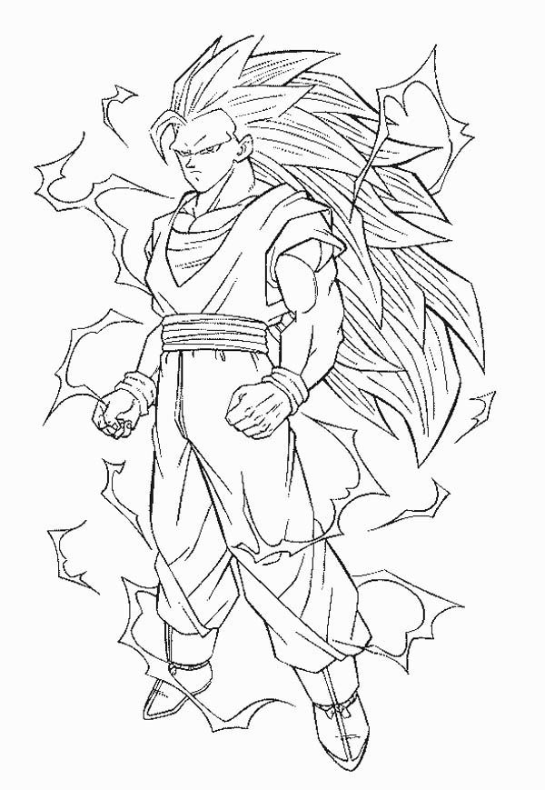 Goku Super Saiyan 3 Form In Dragon Ball Z Coloring Page : Kids Play Color |  Dragon coloring page, Super coloring pages, Goku super