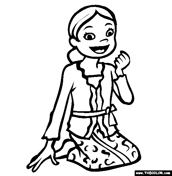 Indonesia Bali Online Coloring Page