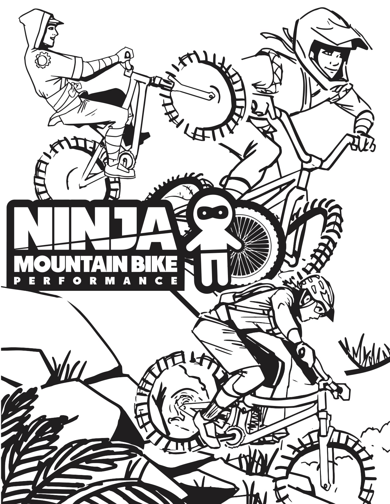 NINJA COLORING PAGES - Ninja Mountain Bike Skills