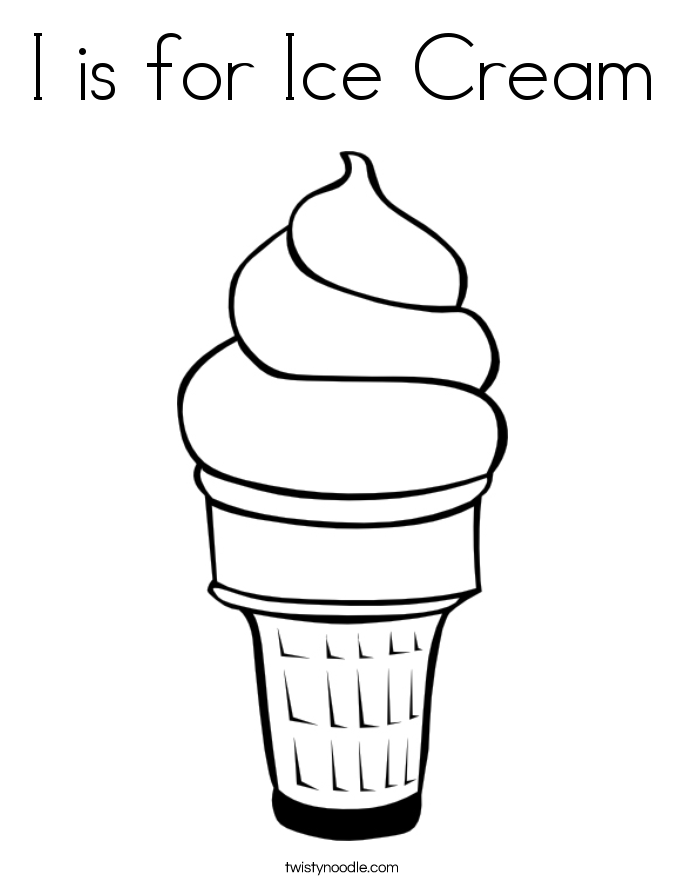 I is for Ice Cream Coloring Page - Twisty Noodle