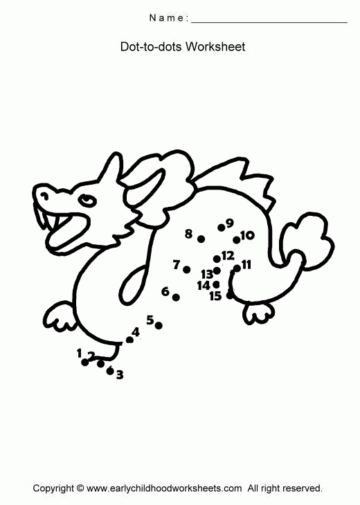 Dragon Dot To Dot | Dot worksheets, Dot to dot printables, Dragon day