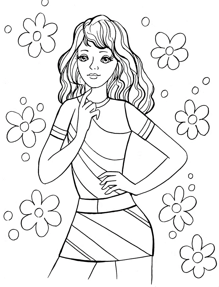 Fashionable girls coloring pages 17 / Fashionable girls / Kids ...