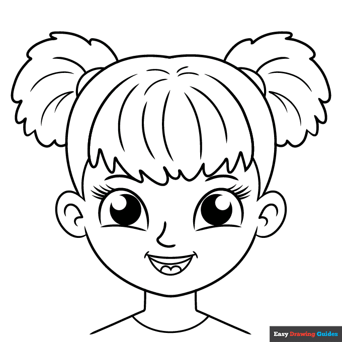Girl Face Coloring Page | Easy Drawing Guides