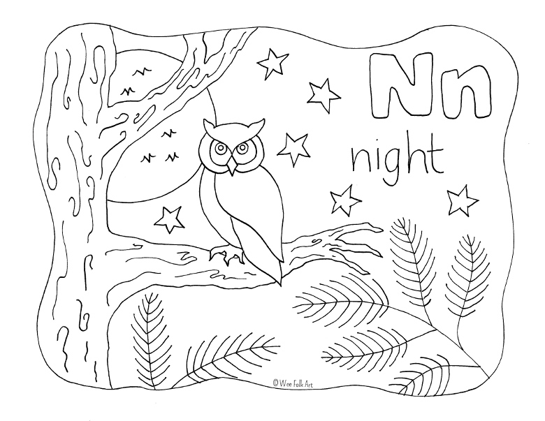 Nature Alphabet Coloring Page Letter N - Homeschool Companion