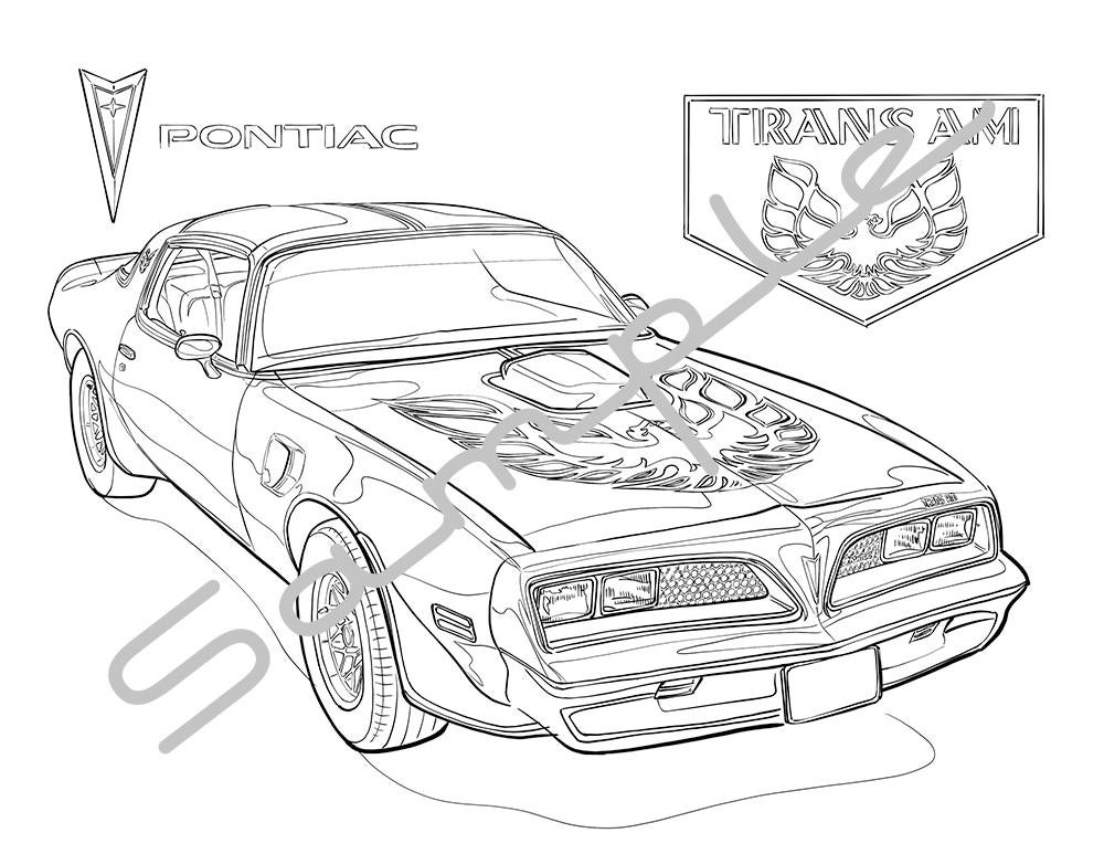 1978 Pontiacfirebird TRANS AM Adult Coloring Page Printable - Etsy