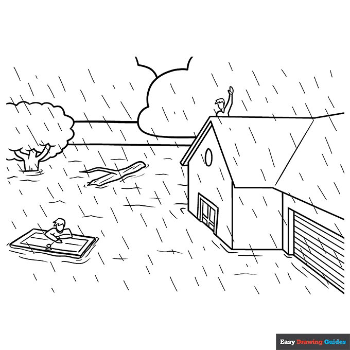 Flood Coloring Page | Easy Drawing Guides