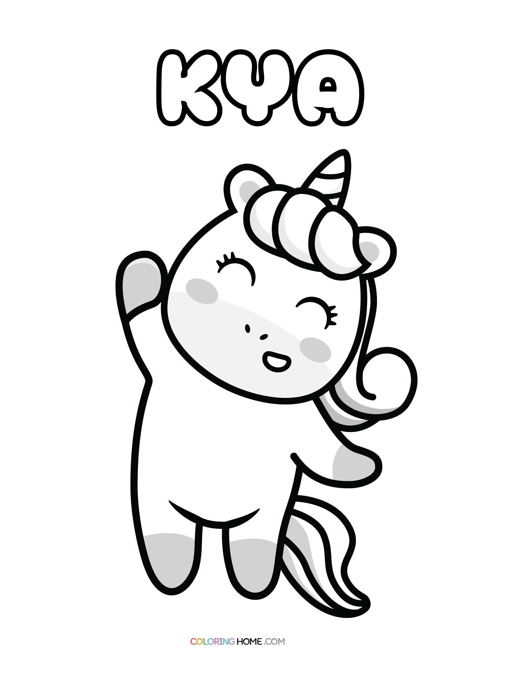 Kya unicorn coloring page