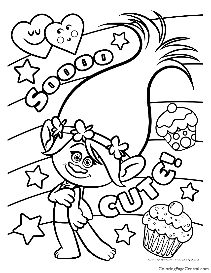 Trolls - Poppy Coloring Page 05 | Coloring Page Central