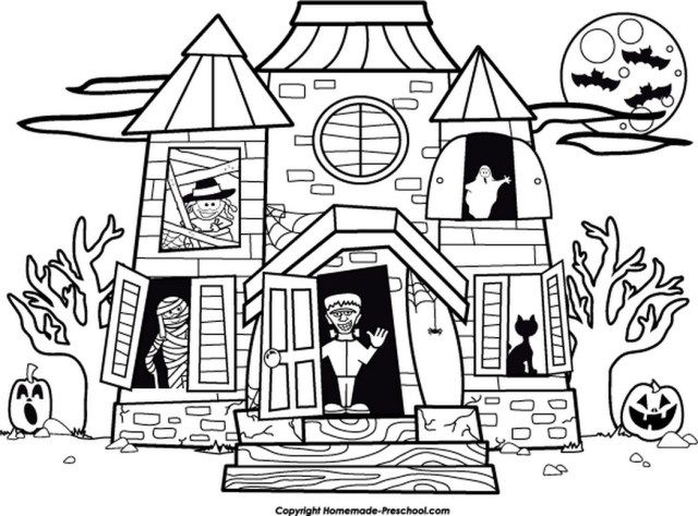 25+ Awesome Image of Haunted House Coloring Pages - entitlementtrap.com | House  colouring pages, Halloween coloring pages, Free halloween coloring pages