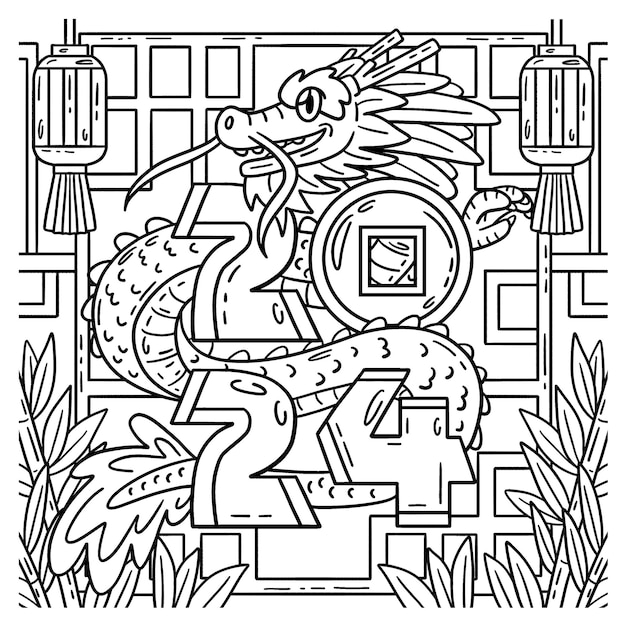 Premium Vector | A cute and funny coloring page for a year of the dragon  2024 provides hours of coloring fun for children color this page is very  easy suitable for little