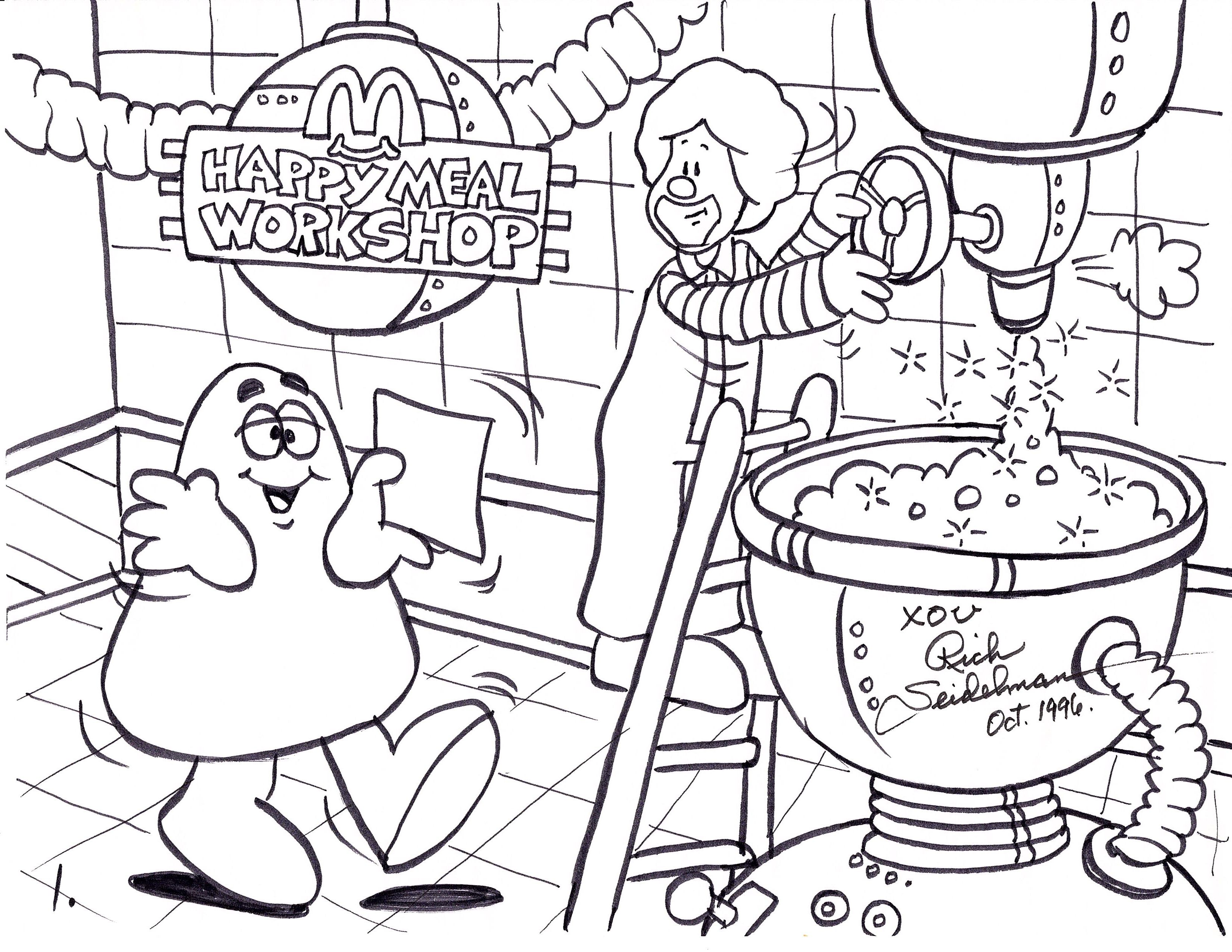 Looks like Grimace has written a poem about The Happy Meal Workshop, and is  eager to share it with Ronald McD… | Coloring pages, Coloring book pages,  Coloring books