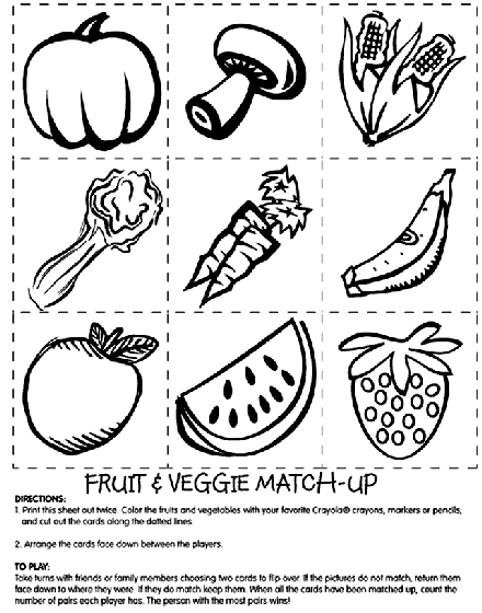 Fruit and Veggie Match Coloring Page | crayola.com