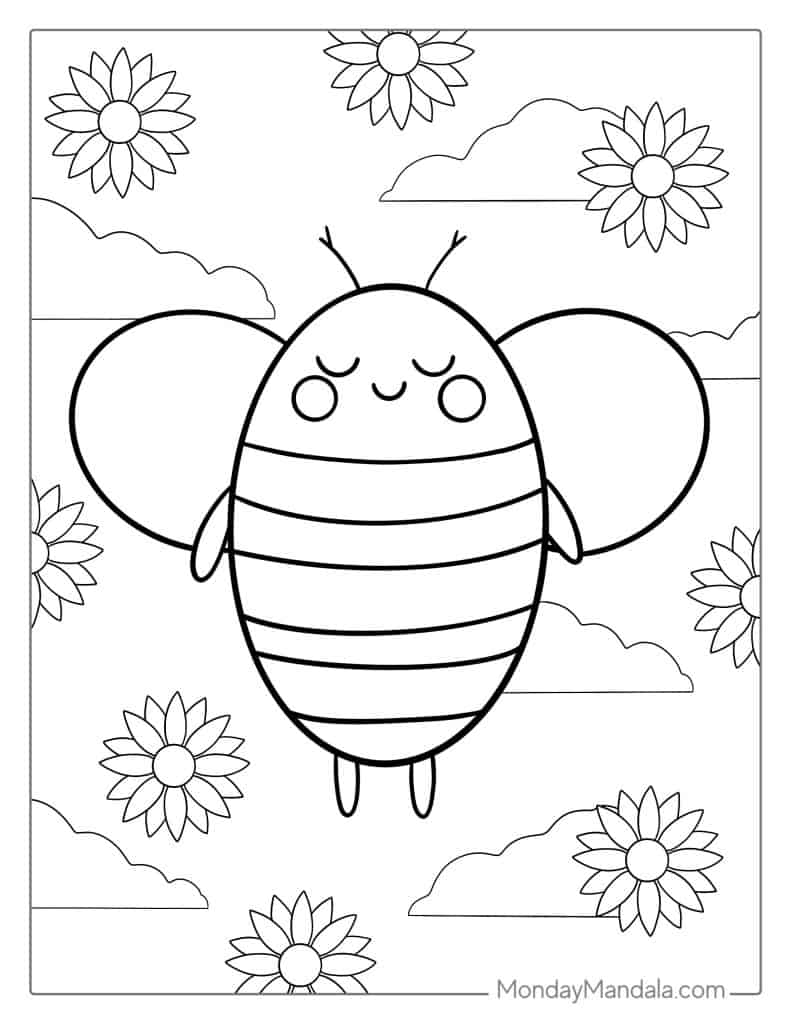 32 Bee Coloring Pages (Free PDF Printables)