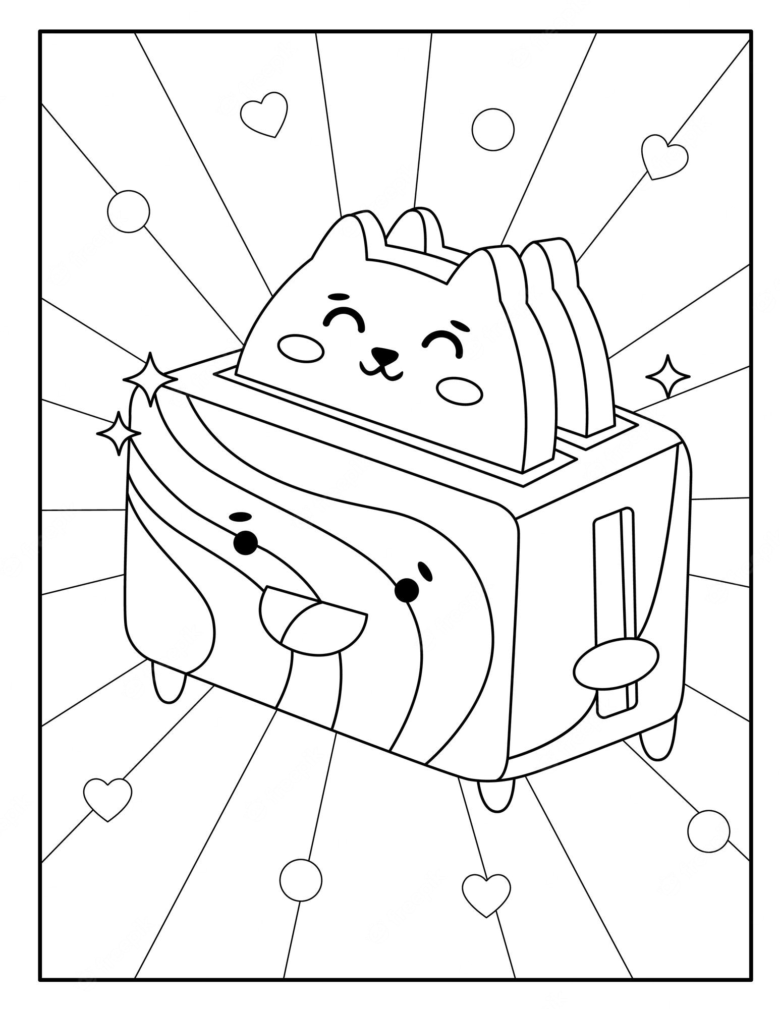 Premium Vector | Kawaii toast maker coloring page