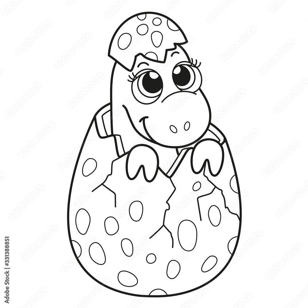 Coloring book for children baby dinosaur in an egg Stock Vector | Adobe  Stock