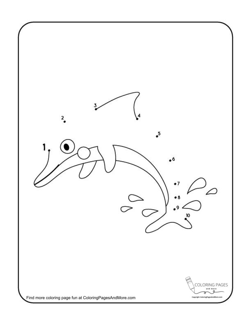 Dolphin Dot-to-Dot Coloring Page - Coloring Pages and More