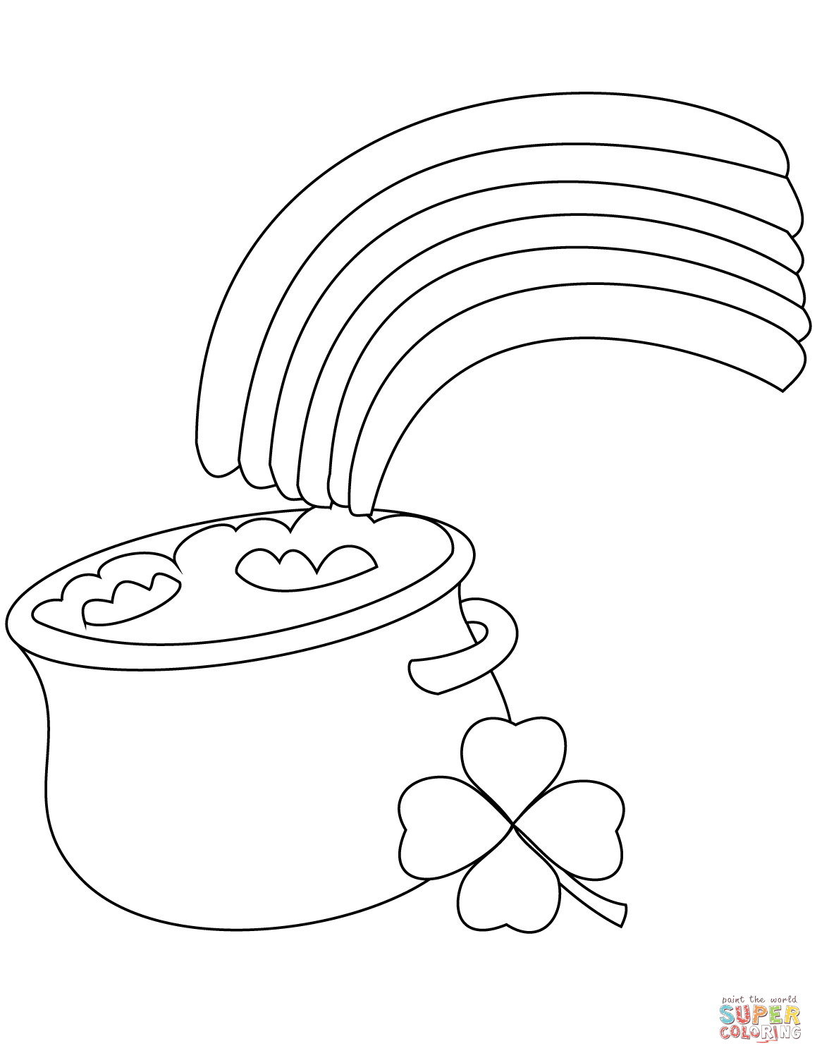 Rainbow and Pot of Gold coloring page | Free Printable Coloring Pages