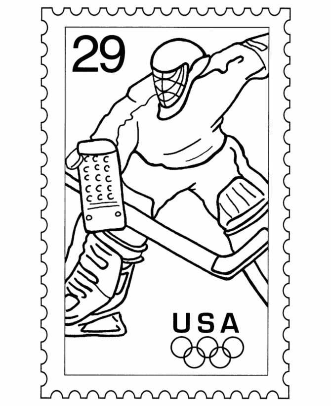 BlueBonkers: USPS Sports Stamp Coloring Pages - Ice Hockey Postage Stamp