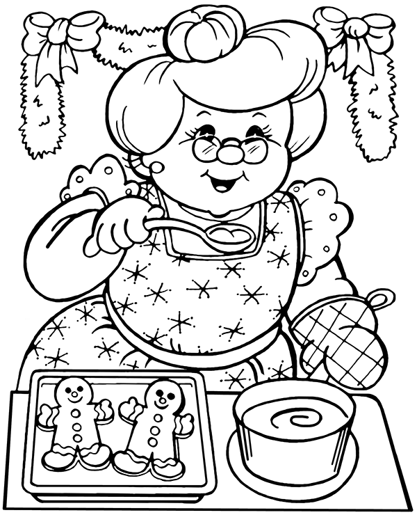 Old lady preparing delicious food coloring sheet