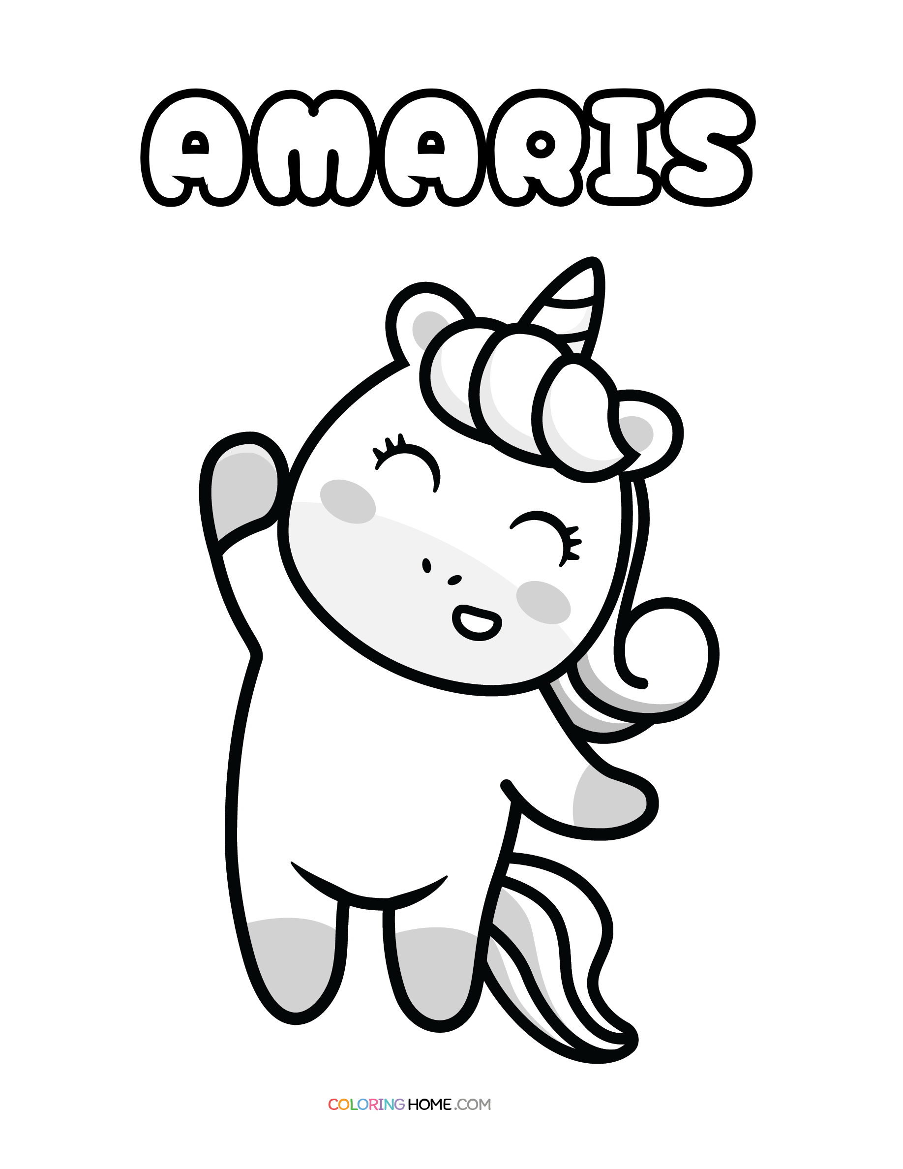 Amaris unicorn coloring page