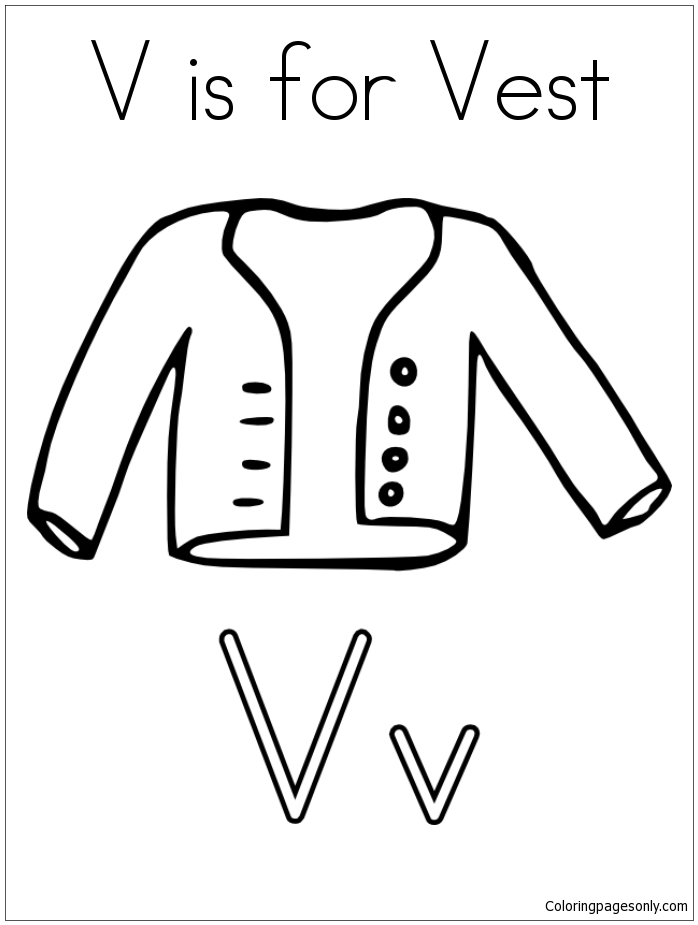 Letter V is for Vest Coloring Pages - Letter V Coloring Pages - Coloring  Pages For Kids And Adults