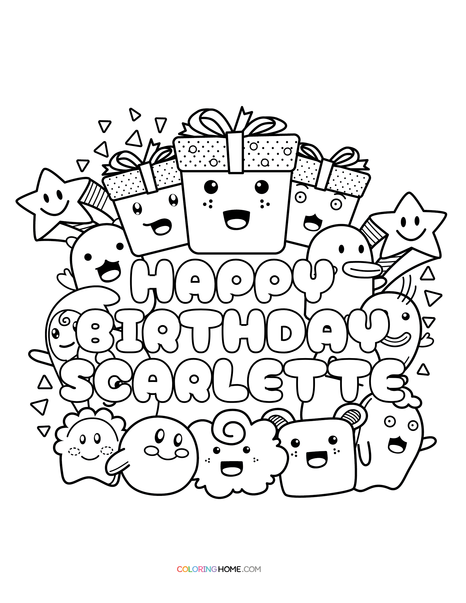 Happy Birthday Scarlette coloring page