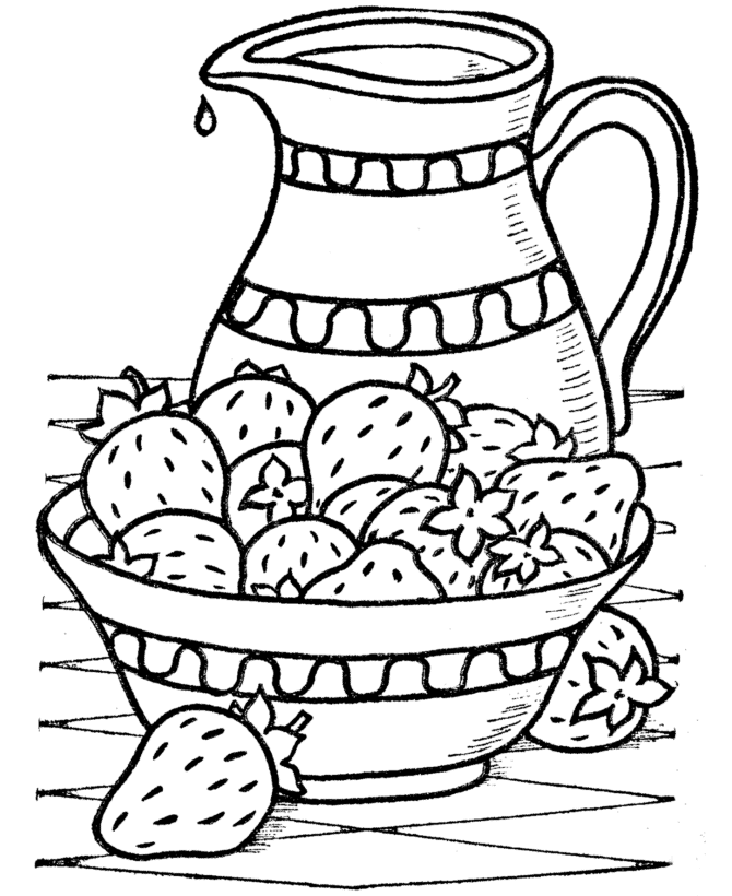 Coloring Pages | Bowl Of Strawberries Coloring Pages